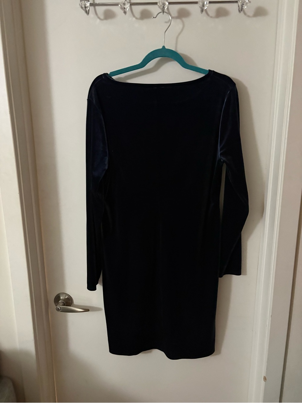 JCrew Long-Sleeve Velvet Dress in Navy size large